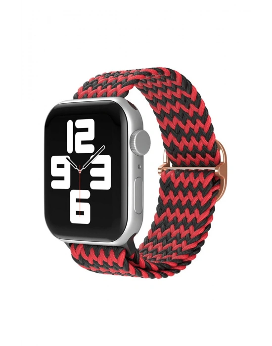 Newface Apple Watch 42mm Star Kordon - Zigzag Kırmızı-Siyah