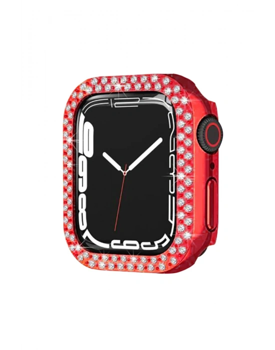 Newface Apple Watch 44mm Taşlı Kasa - Kırmızı