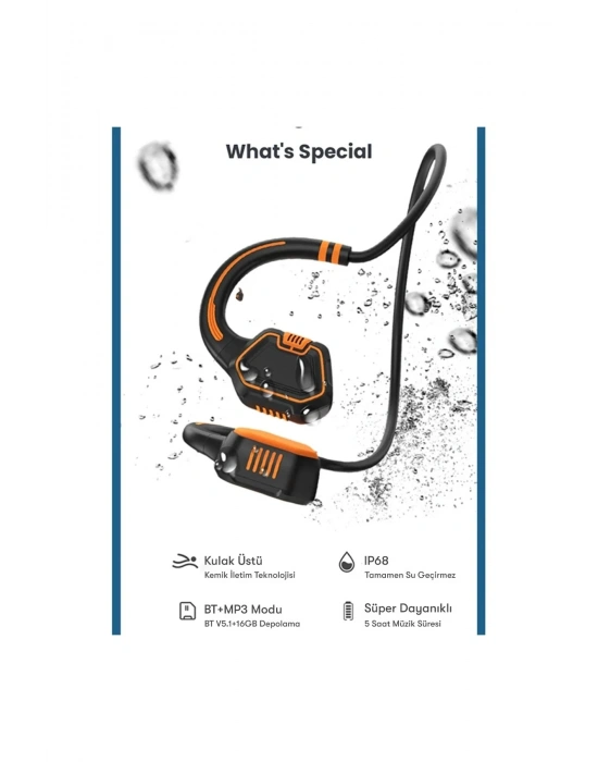 Newface AS9 Suya Dayanıklı Bluetooth Kulaklık - Siyah