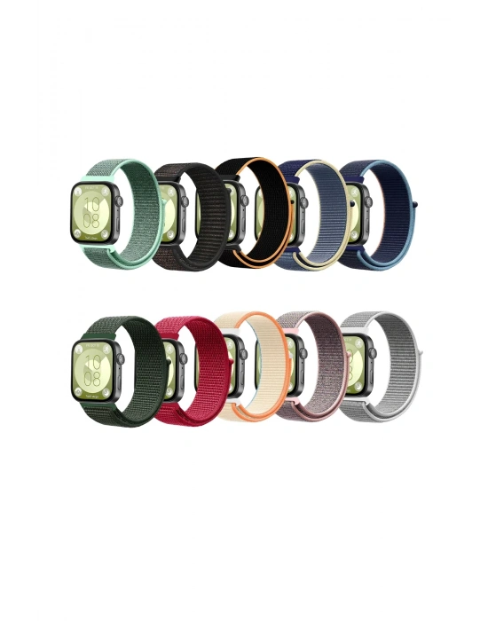 Newface Huawei Fit 4 Hasırlı Cırtcırtlı Kordon - Mavi-Beyaz