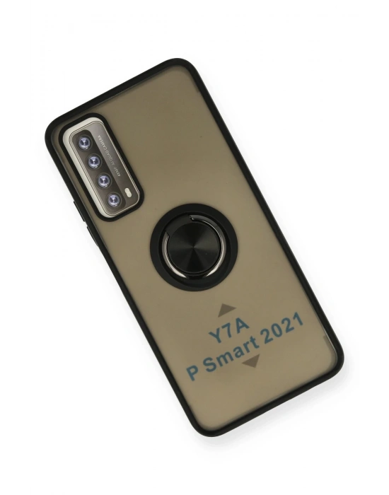 Newface Huawei P Smart 2021 Kılıf Montreal Yüzüklü Silikon Kapak - Siyah