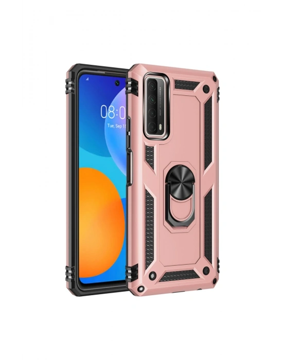 Newface Huawei P Smart 2021 Kılıf Sofya Yüzüklü Silikon Kapak - Rose