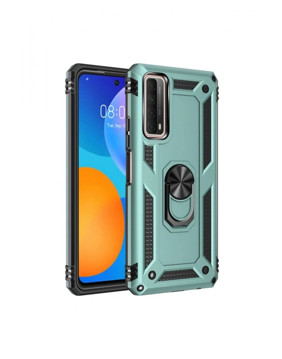 Newface Huawei P Smart 2021 Kılıf Sofya Yüzüklü Silikon Kapak - Yeşil