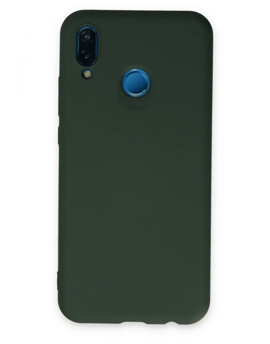 Newface Huawei P20 Lite Kılıf Nano içi Kadife Silikon - Koyu Yeşil