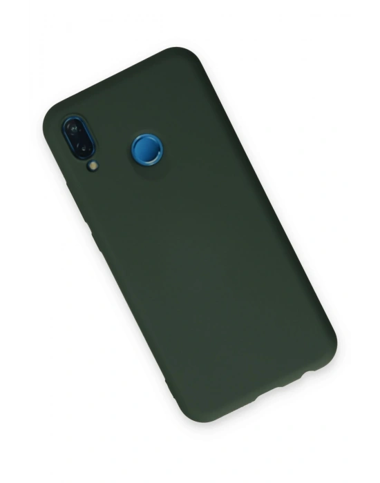 Newface Huawei P20 Lite Kılıf Nano içi Kadife Silikon - Koyu Yeşil