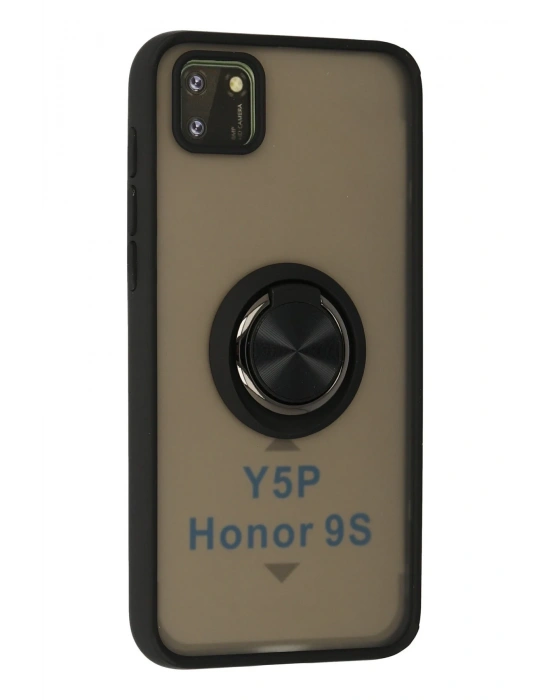 Newface Huawei Y5P Kılıf Montreal Yüzüklü Silikon Kapak - Siyah