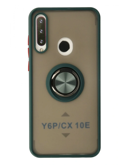 Newface Huawei Y6P Kılıf Montreal Yüzüklü Silikon Kapak - Yeşil