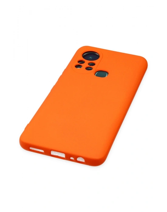 Newface İnfinix Hot 11s Kılıf Nano içi Kadife Silikon - Turuncu