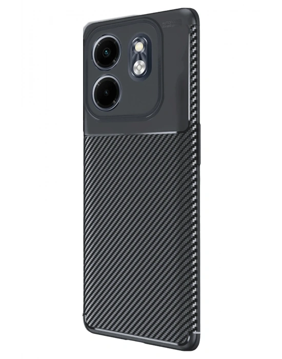 Newface İnfinix Smart 9 Kılıf Auto Focus Karbon Kapak - Siyah