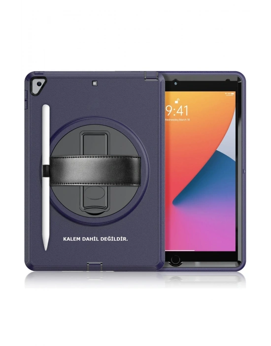 Newface iPad 10.2 (7.nesil) Kılıf Hand Strap Tablet Kılıfı - Lacivert