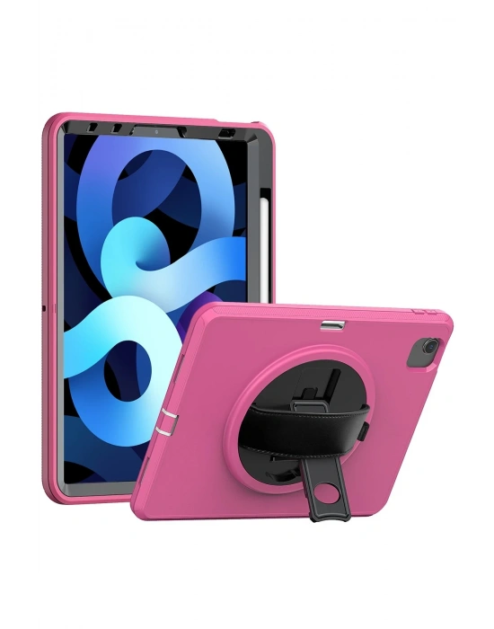 Newface iPad 2022 10.9 (10.nesil) Kılıf Hand Strap Tablet Kılıfı - Pembe