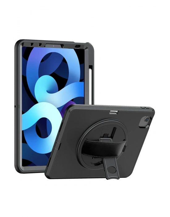 Newface iPad 2022 10.9 (10.nesil) Kılıf Hand Strap Tablet Kılıfı - Siyah