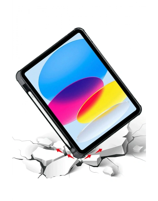 Newface iPad 2022 10.9 (10.nesil) Kılıf Kalemlikli Mars Tablet Kılıfı - Siyah