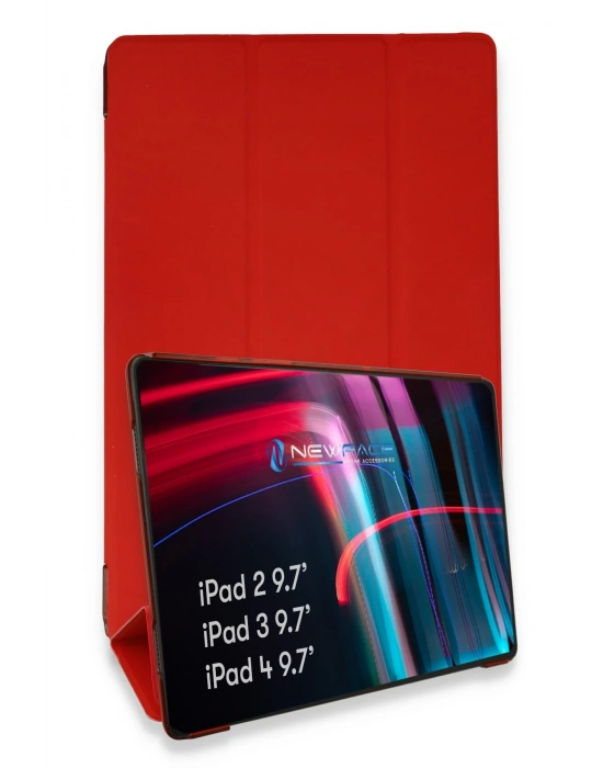 Newface iPad 4 9.7 Kılıf Tablet Smart Kılıf - Kırmızı