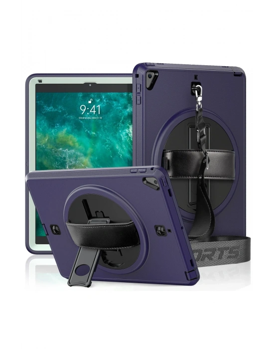 Newface iPad 5 Air 9.7 Kılıf Strap-C Otterbox Tablet Kapak - Lacivert