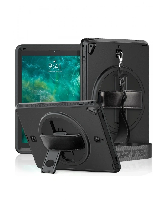 Newface iPad 5 Air 9.7 Kılıf Strap-C Otterbox Tablet Kapak - Siyah