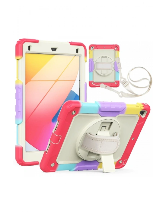 Newface iPad 5 Air 9.7 Kılıf Tablet Rainbow Kapak - Kırmızı