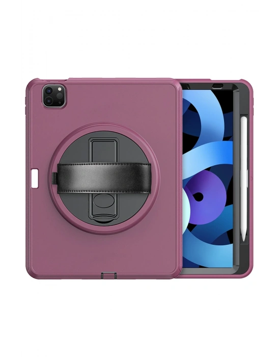 Newface iPad Pro 11 (2018) Kılıf Hand Strap Tablet Kılıfı - Mürdüm