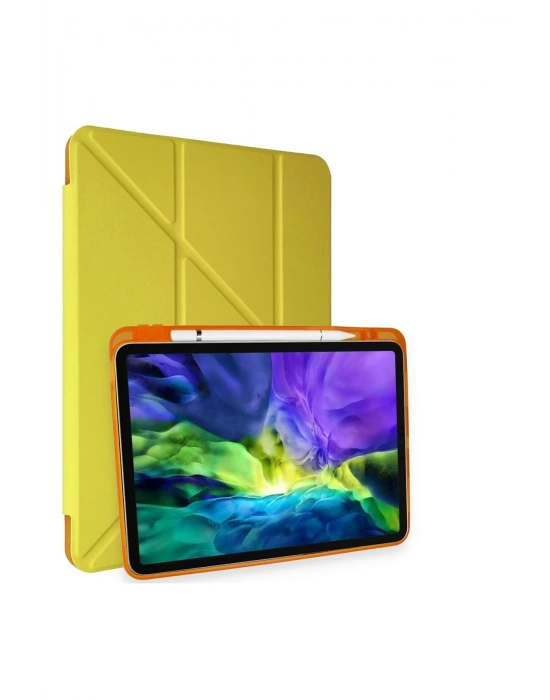 Newface iPad Pro 11 (2018) Kılıf Kalemlikli Mars Tablet Kılıfı - Açık Sarı