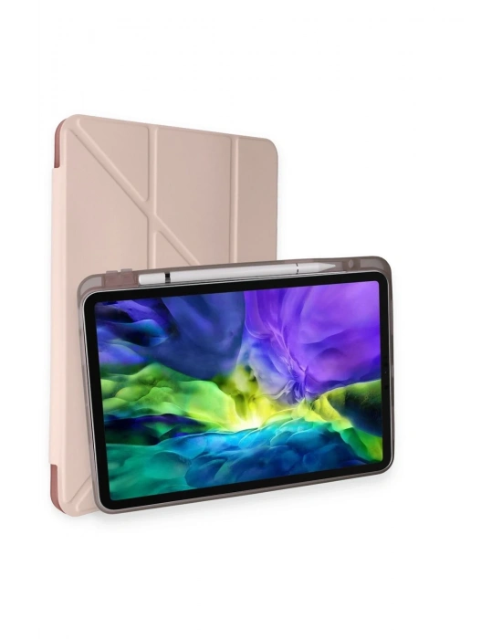 Newface iPad Pro 11 (2021) Kılıf Kalemlikli Hugo Tablet Kılıfı - Rose Gold