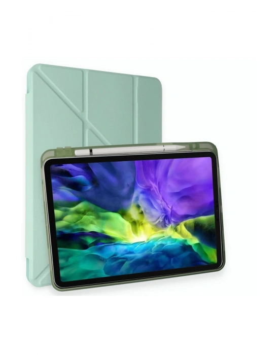 Newface iPad Pro 12.9 (2021) Kılıf Kalemlikli Mars Tablet Kılıfı - Açık Yeşil