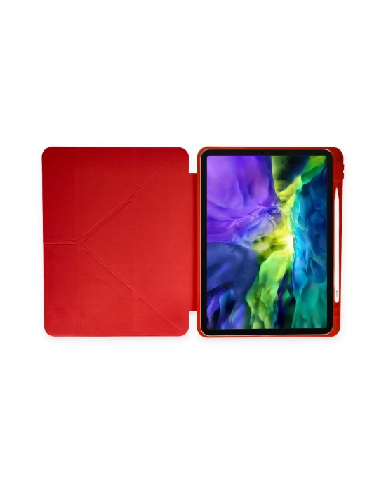 Newface iPad Pro 12.9 (2021) Kılıf Kalemlikli Mars Tablet Kılıfı - Kırmızı