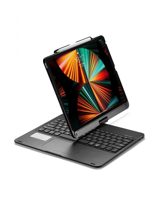 Newface iPad Pro 12.9 (2021) Kılıf Magic Dönen Klavyeli Tablet Kılıf - Siyah