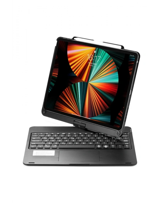 Newface iPad Pro 12.9 (2021) Kılıf Magic Dönen Klavyeli Tablet Kılıf - Siyah