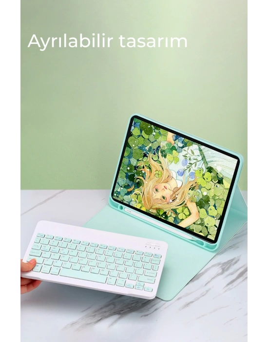 Newface iPad Pro 12.9 (2024) Kılıf KC01 Smart Klavyeli Tablet Kılıfı - Pembe