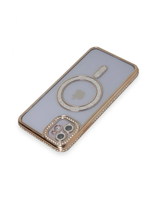 Newface iPhone 11 Kılıf Joke Simli Magneticsafe Kılıf - Gold