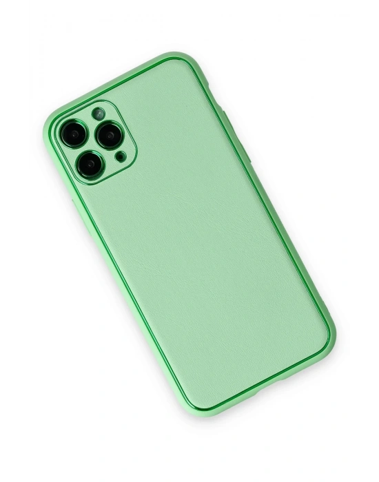 Newface iPhone 11 Pro Kılıf Coco Deri Silikon Kapak - Açık Yeşil