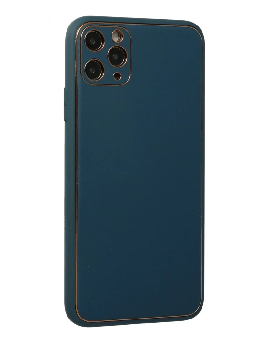 Newface iPhone 11 Pro Kılıf Coco Deri Silikon Kapak - Mavi