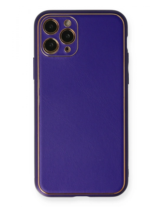 Newface iPhone 11 Pro Kılıf Coco Deri Silikon Kapak - Mor