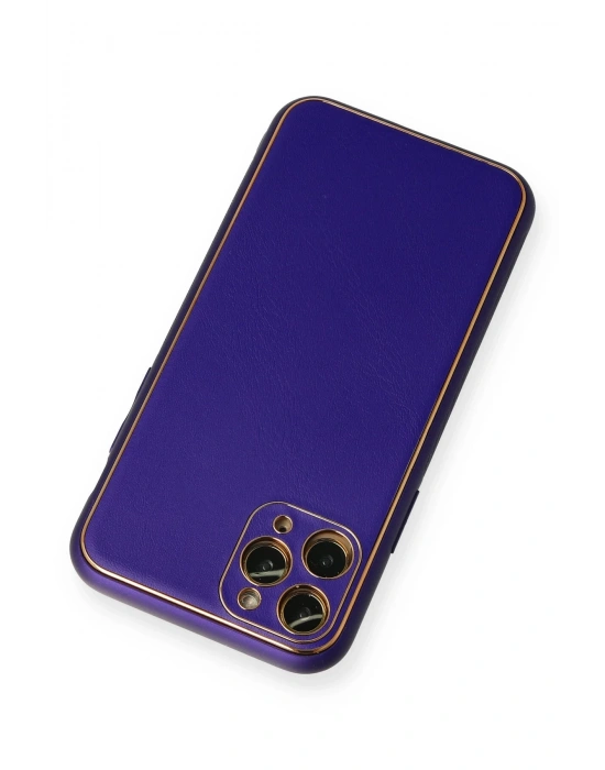 Newface iPhone 11 Pro Kılıf Coco Deri Silikon Kapak - Mor