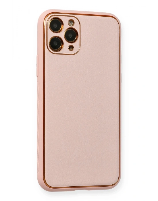 Newface iPhone 11 Pro Kılıf Coco Deri Silikon Kapak - Pembe