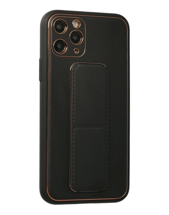 Newface iPhone 11 Pro Kılıf Coco Deri Standlı Kapak - Siyah