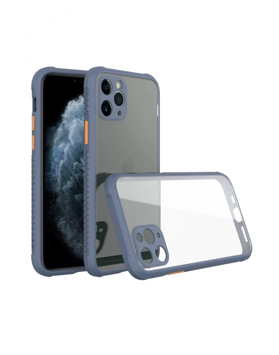 Newface iPhone 11 Pro Kılıf Miami Şeffaf Silikon - Gri