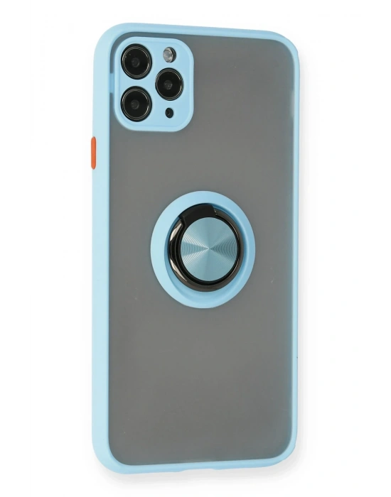 Newface iPhone 11 Pro Kılıf Montreal Yüzüklü Silikon Kapak - Buz Mavi