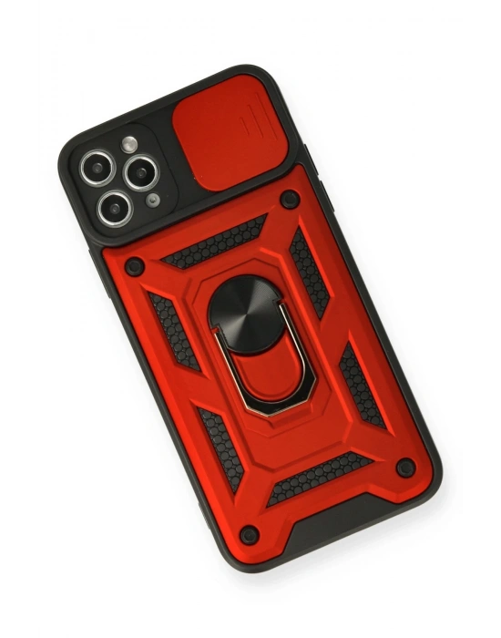 Newface iPhone 11 Pro Kılıf Pars Lens Yüzüklü Silikon - Kırmızı