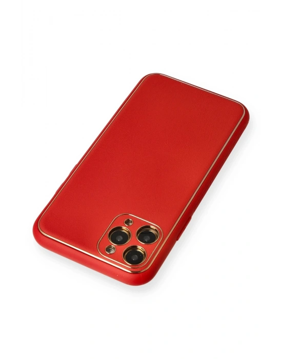 Newface iPhone 11 Pro Max Kılıf Coco Deri Silikon Kapak - Kırmızı