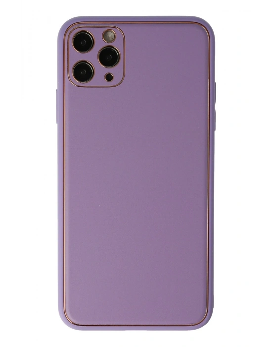 Newface iPhone 11 Pro Max Kılıf Coco Deri Silikon Kapak - Lila