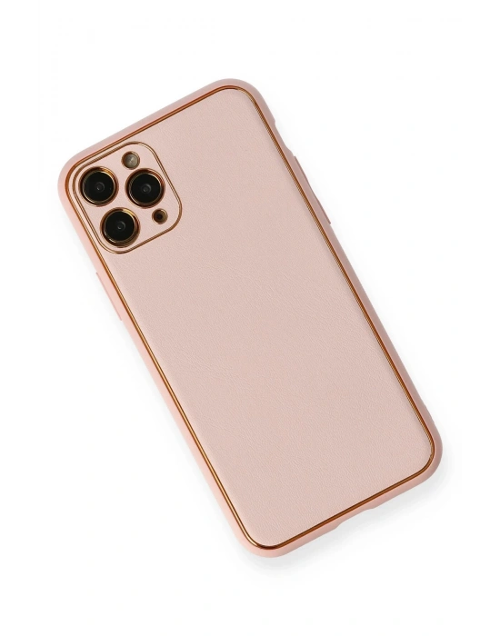 Newface iPhone 11 Pro Max Kılıf Coco Deri Silikon Kapak - Pembe