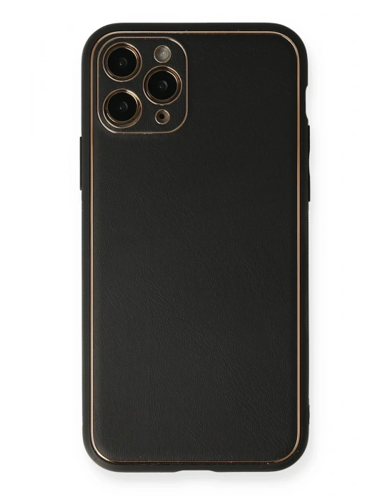 Newface iPhone 11 Pro Max Kılıf Coco Deri Silikon Kapak - Siyah