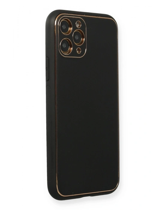 Newface iPhone 11 Pro Max Kılıf Coco Deri Silikon Kapak - Siyah