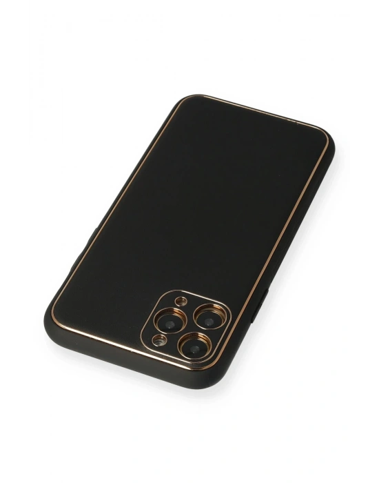 Newface iPhone 11 Pro Max Kılıf Coco Deri Silikon Kapak - Siyah