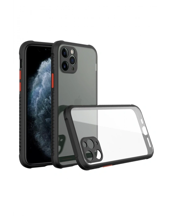 Newface iPhone 11 Pro Max Kılıf Miami Şeffaf Silikon - Siyah