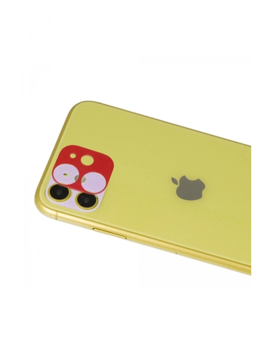 Newface iPhone 11 Rainbow Kamera Lens Koruma Cam - Kırmızı