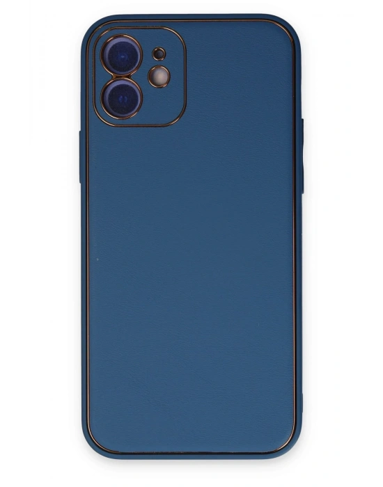 Newface iPhone 12 Kılıf Coco Deri Silikon Kapak - Açık Mavi