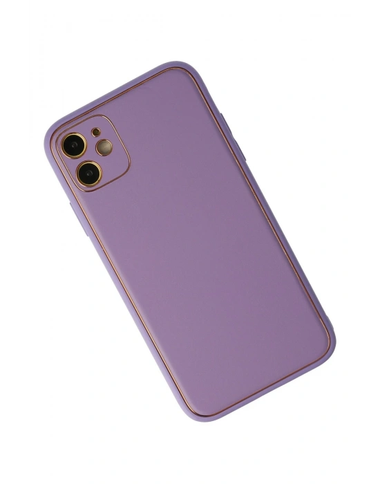 Newface iPhone 12 Kılıf Coco Deri Silikon Kapak - Lila
