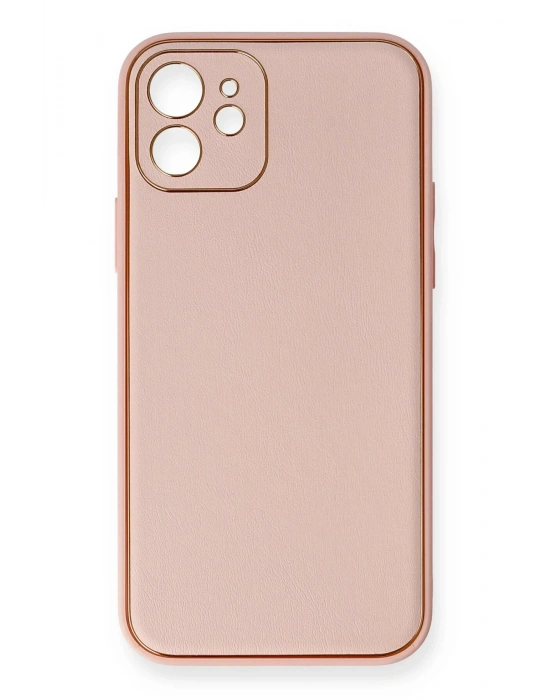 Newface iPhone 12 Kılıf Coco Deri Silikon Kapak - Pembe